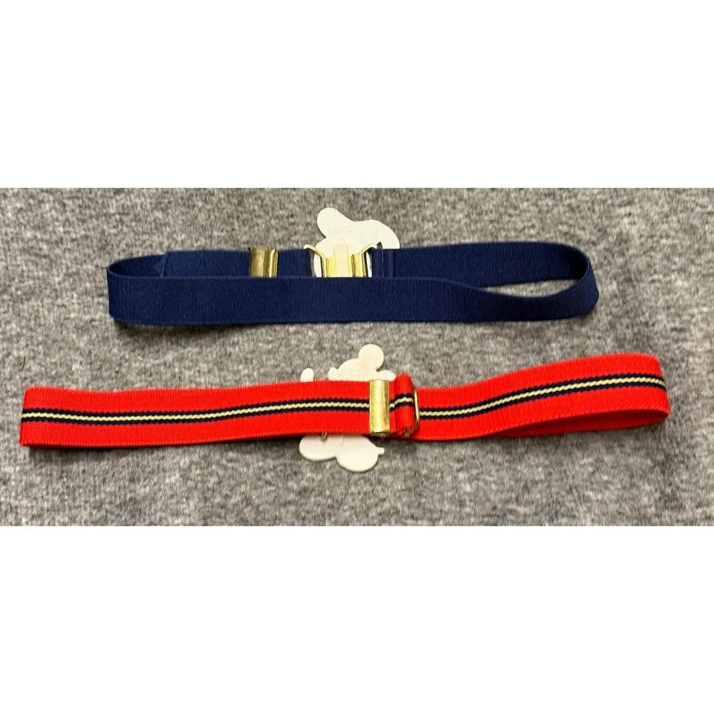 Vintage LEE Disney Mickey Mouse Donald Duck Elastic Cinch Belts Set of 2